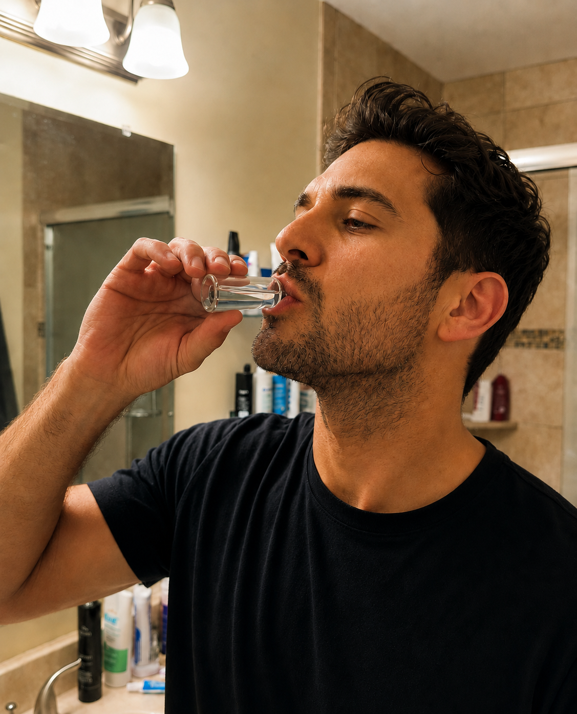 Man using Quattro sublingual performance formula